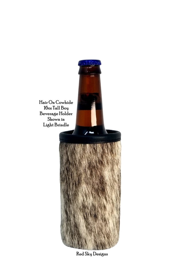 Cowhide Tall Boy Leather Beer Holder, 16 Oz Drinks, Cowhide Leather Bottle  Insulator, Beer Can Drink Gift, Tall Boy Coolie, Tall Boy Huggie 