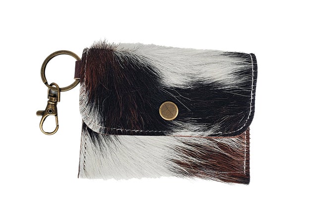 Key Chain ID Card Wallet, Bison Leather, Metallic Leather, Business Card  Holder, Keep Cards Secure, Clip Inside Large Purse to Grab & Go