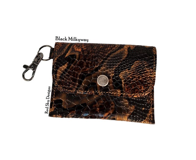 Faux Leather Cow Print Id/Card Holder Key Chain. - Single P (750532)