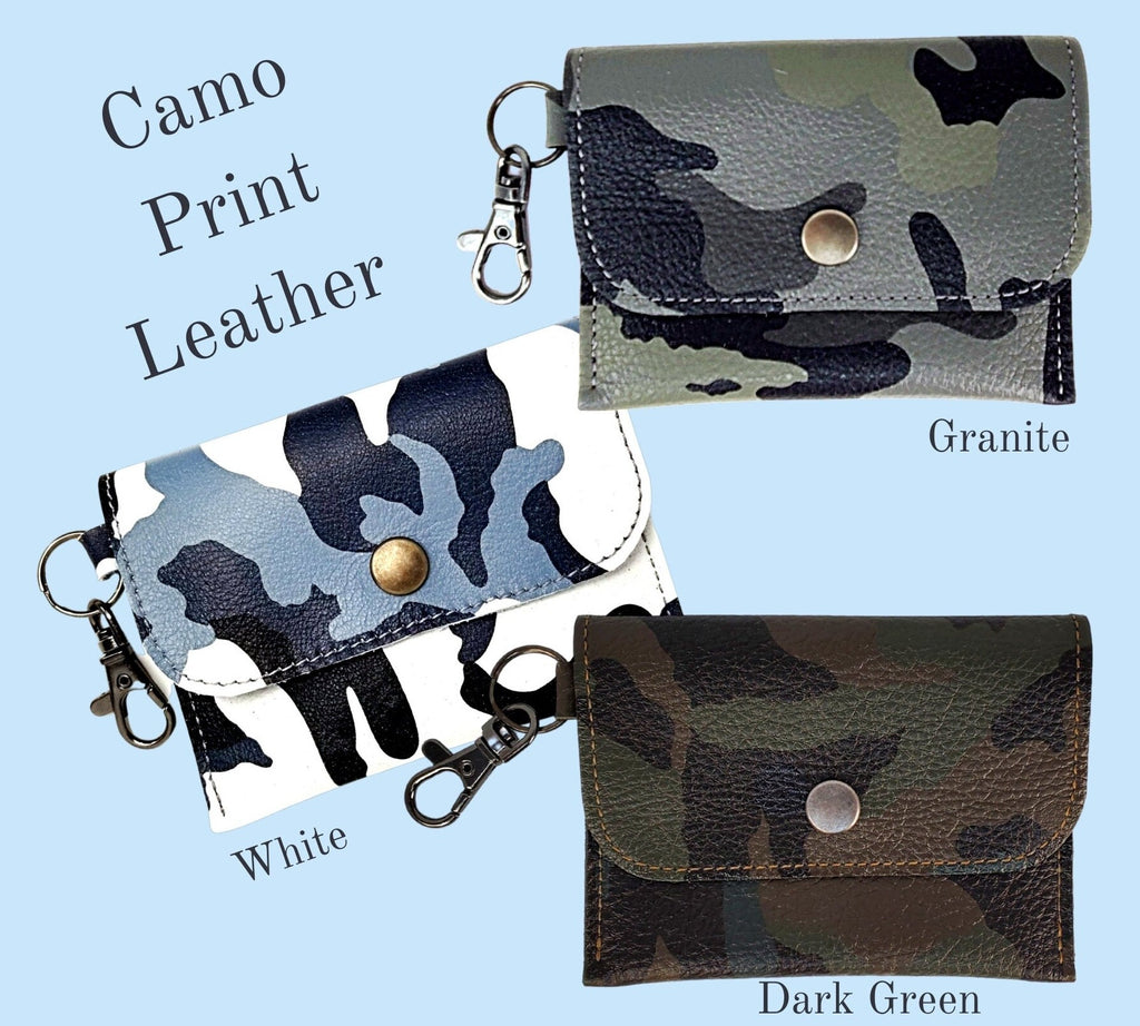 Smooth Leather Card Wallet Keychain