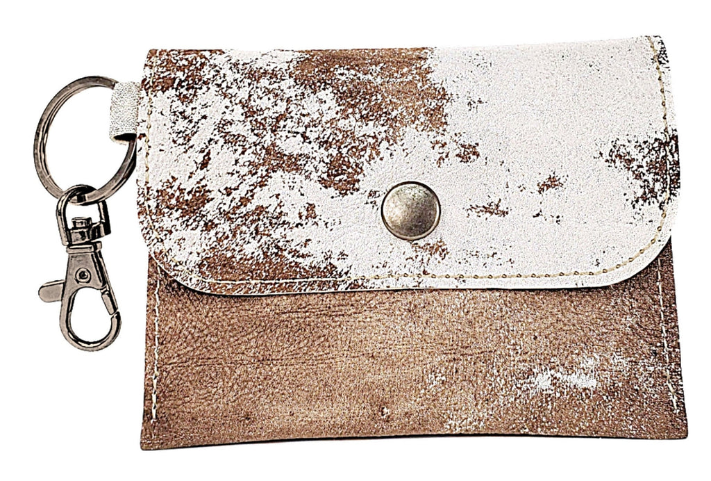 Smooth Leather Card Wallet Keychain
