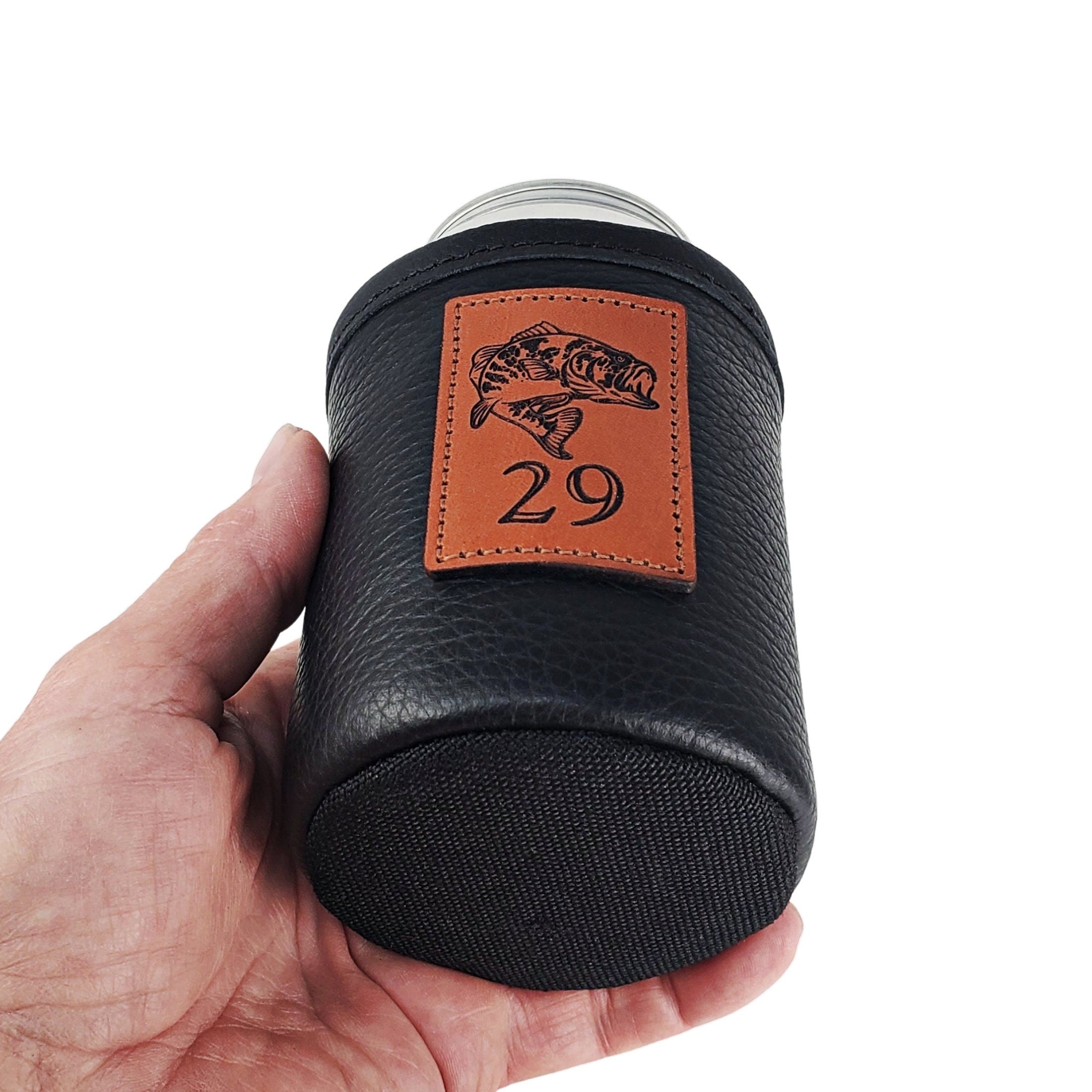 Custom Leather Can Holder – Engraved Can Cooler for 12oz Cans | Personalized Gift, Handmade in Montana