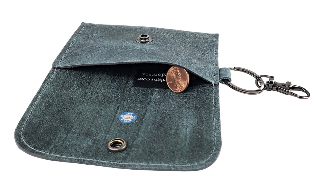 Smooth Leather Card Wallet Keychain