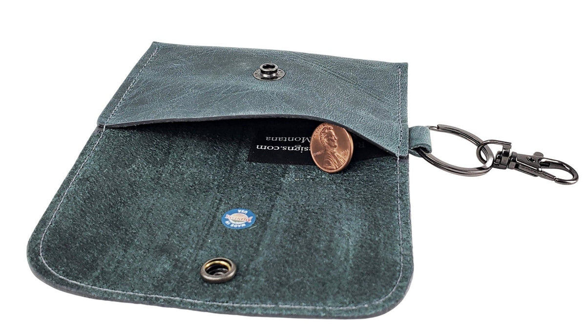 Smooth Leather Card Wallet Keychain
