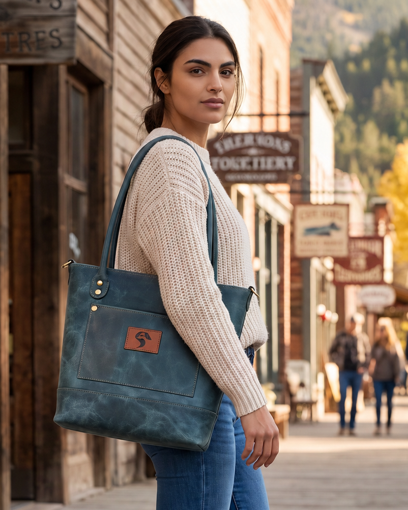 Madison Distressed Leather Tote Bag – Handmade in Montana