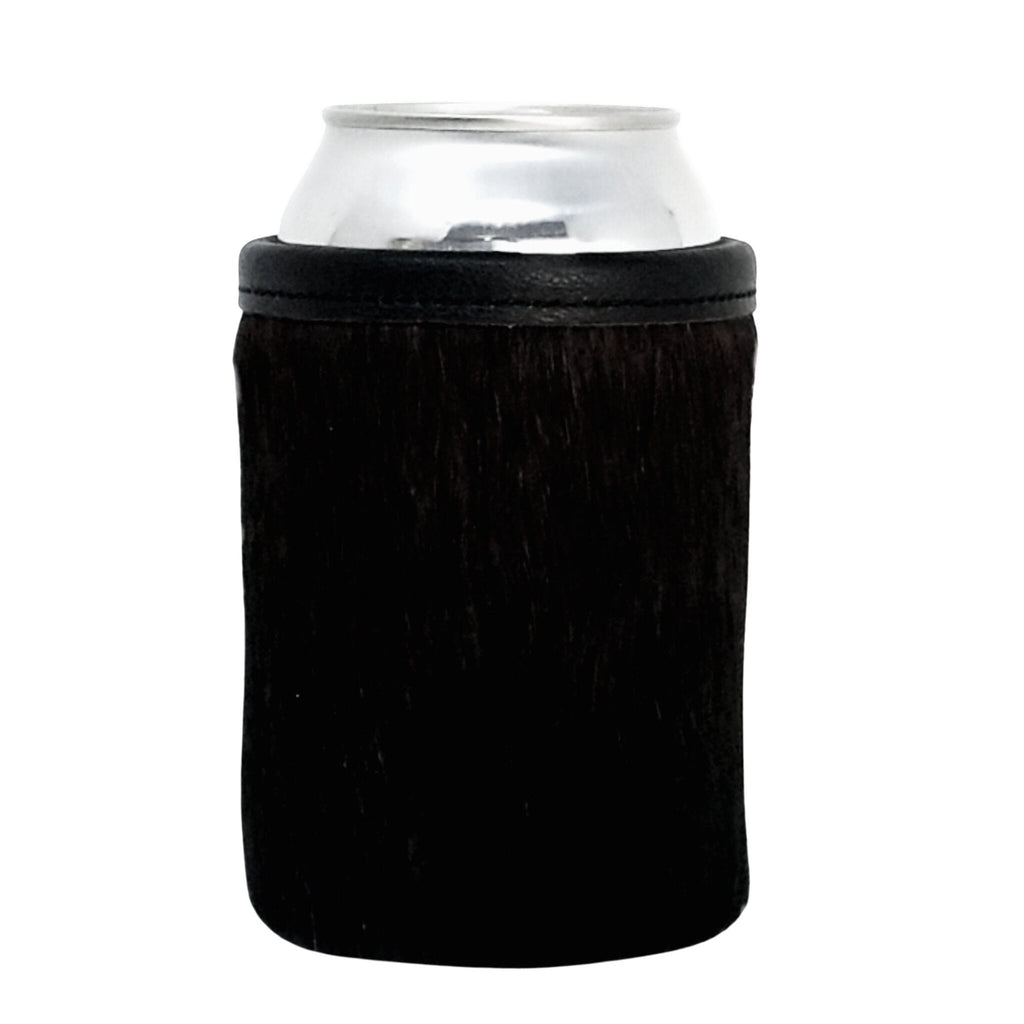Solid black hair-on cowhide can holder