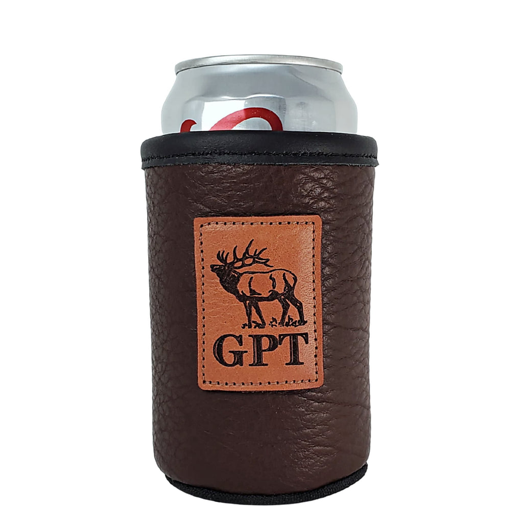 Custom Leather Can Holder – Engraved Can Cooler for 12oz Cans | Personalized Gift, Handmade in Montana