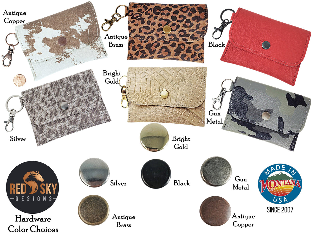 Smooth Leather Card Wallet Keychain