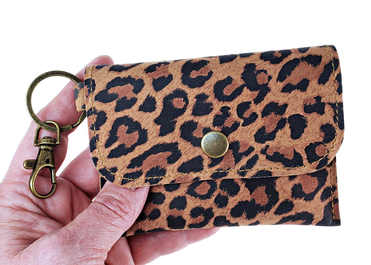 Smooth Leather Card Wallet Keychain