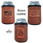 Custom Leather Can Holder – Engraved Can Cooler for 12oz Cans | Personalized Gift, Handmade in Montana