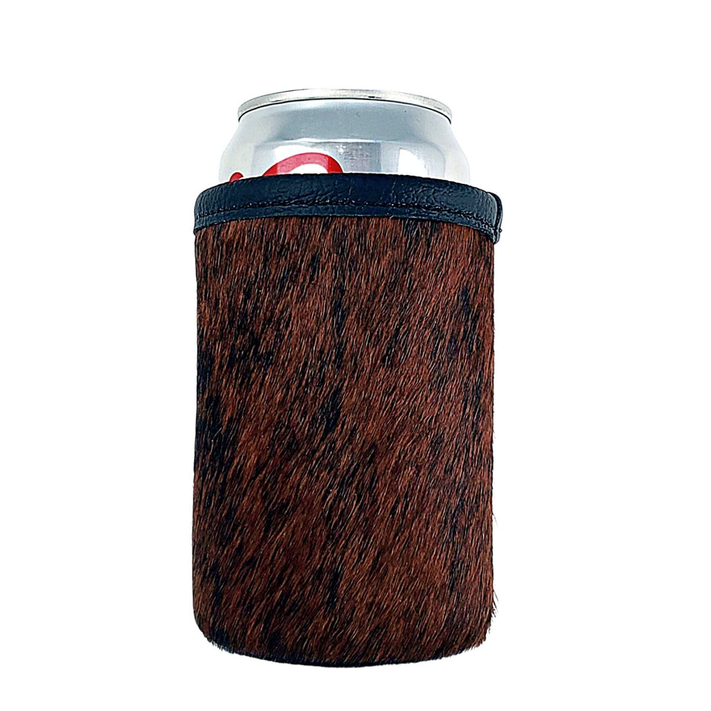 Red brown hair-on cowhide can holder