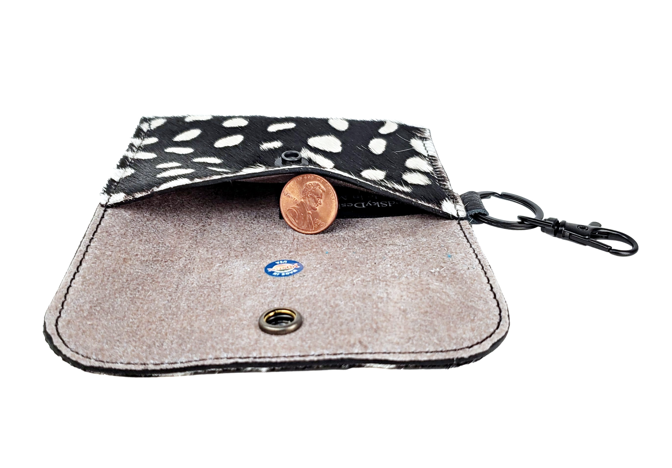 Key Chain ID Card Wallet, Cowhide Leather, Business Card Holder, Keep Cards  Secure, Clip Inside Large Purse to Grab & Go