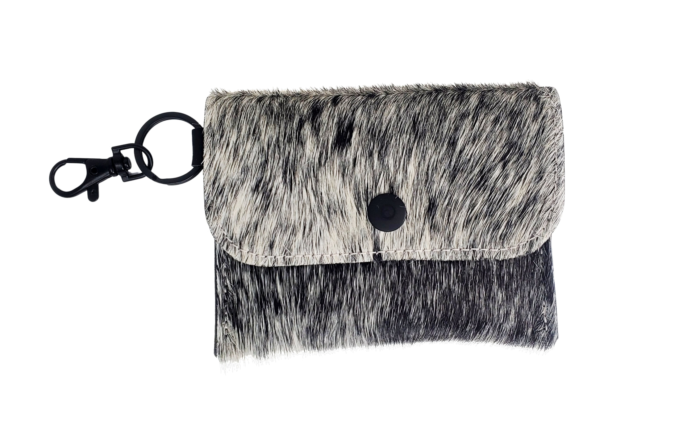 Faux Leather Cow Print Id/Card Holder Key Chain. - Single P (750532)